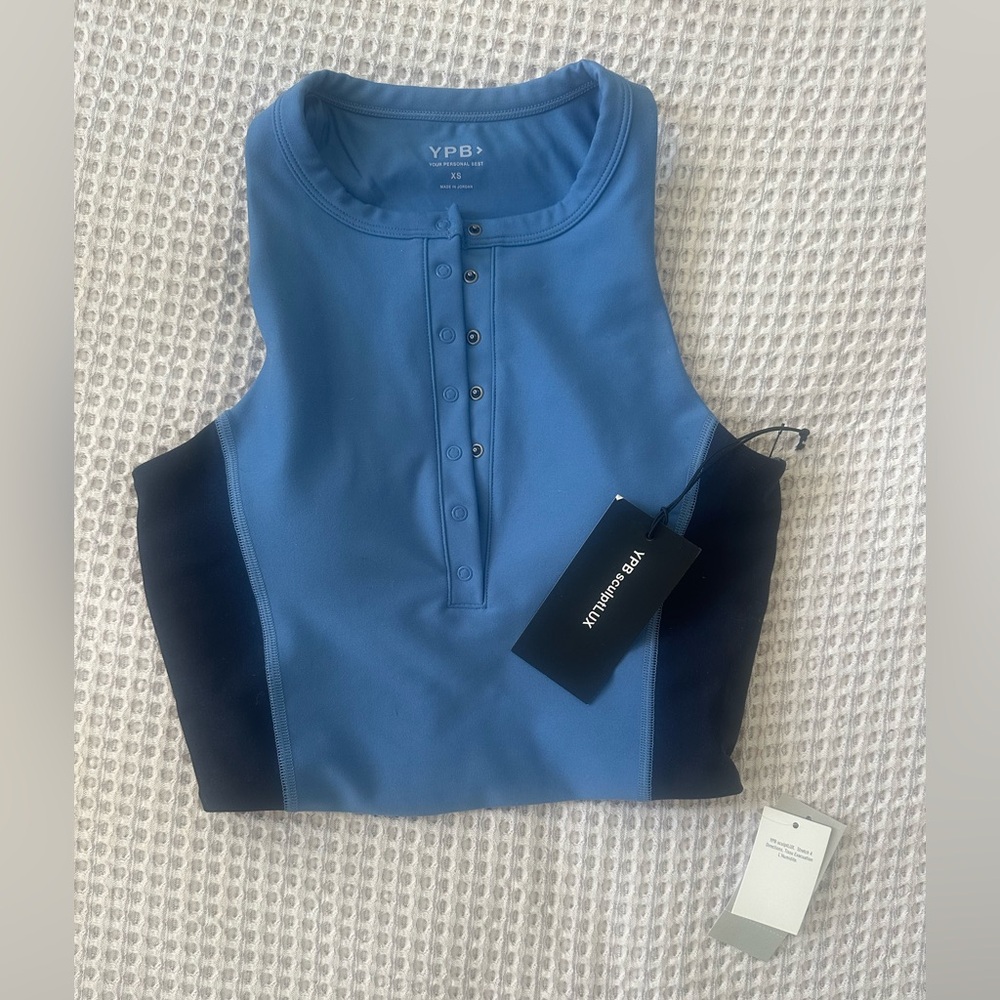 Abercrombie & Fitch YPB Blue Sleeveless Crop Workout Top